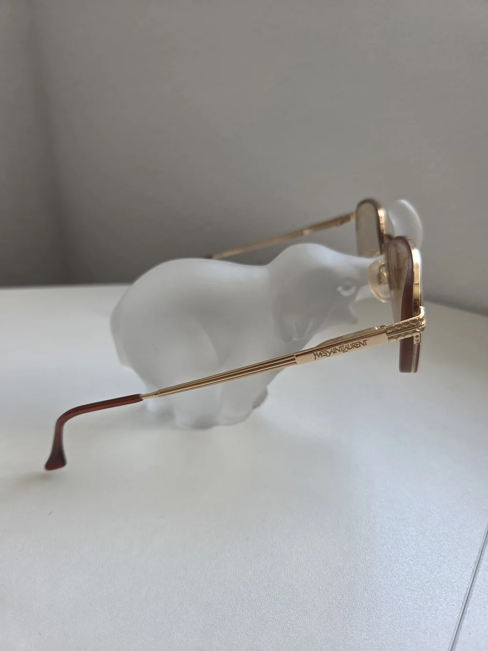 YSL Gold Tortoise Half Rim Eyeglasses